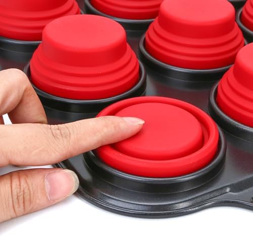 Silicone Muffin Pan with Metal Frame Nonstick 12 Cup Regular Size Cupcake Tin Bakeware Easy to Pop Egg Bite Molds Oven and Dishwasher Safe Pan Maker Tins Red Cups Non Toxic Baking Cup - Thumbnail 2