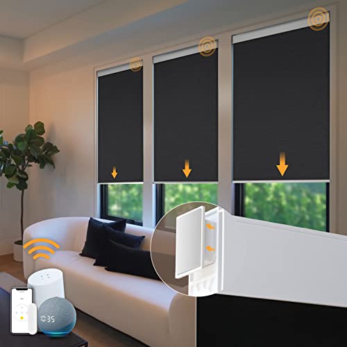 Axis Home Automation Hapadif Motorized Blinds - No Drill Automatic Cordless Roller Shades Electric Smart Blinds with...