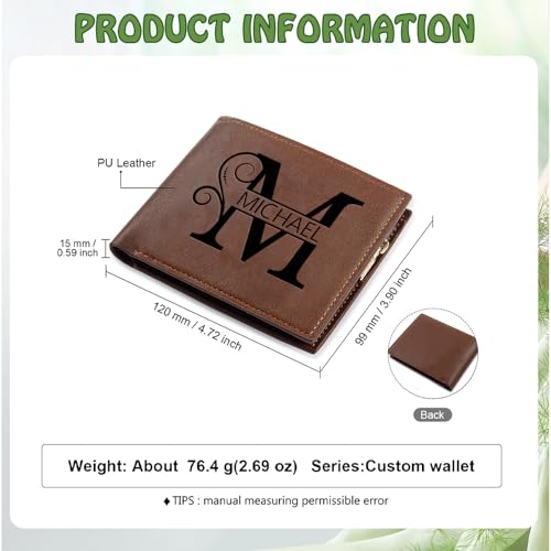 Personalized Wallet for Men - Custom Wallets for Men, Father's Day Gifts for Men, Customized Monogram Wallet for Son, Grandpa, and Boyfriend2