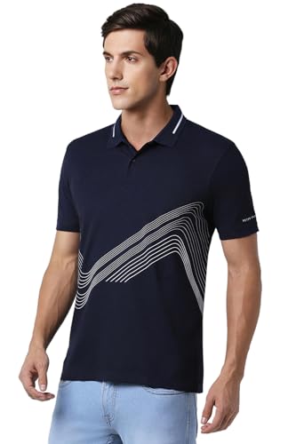Image of Peter England Men's Cotton Striped Slim Fit T-Shirt