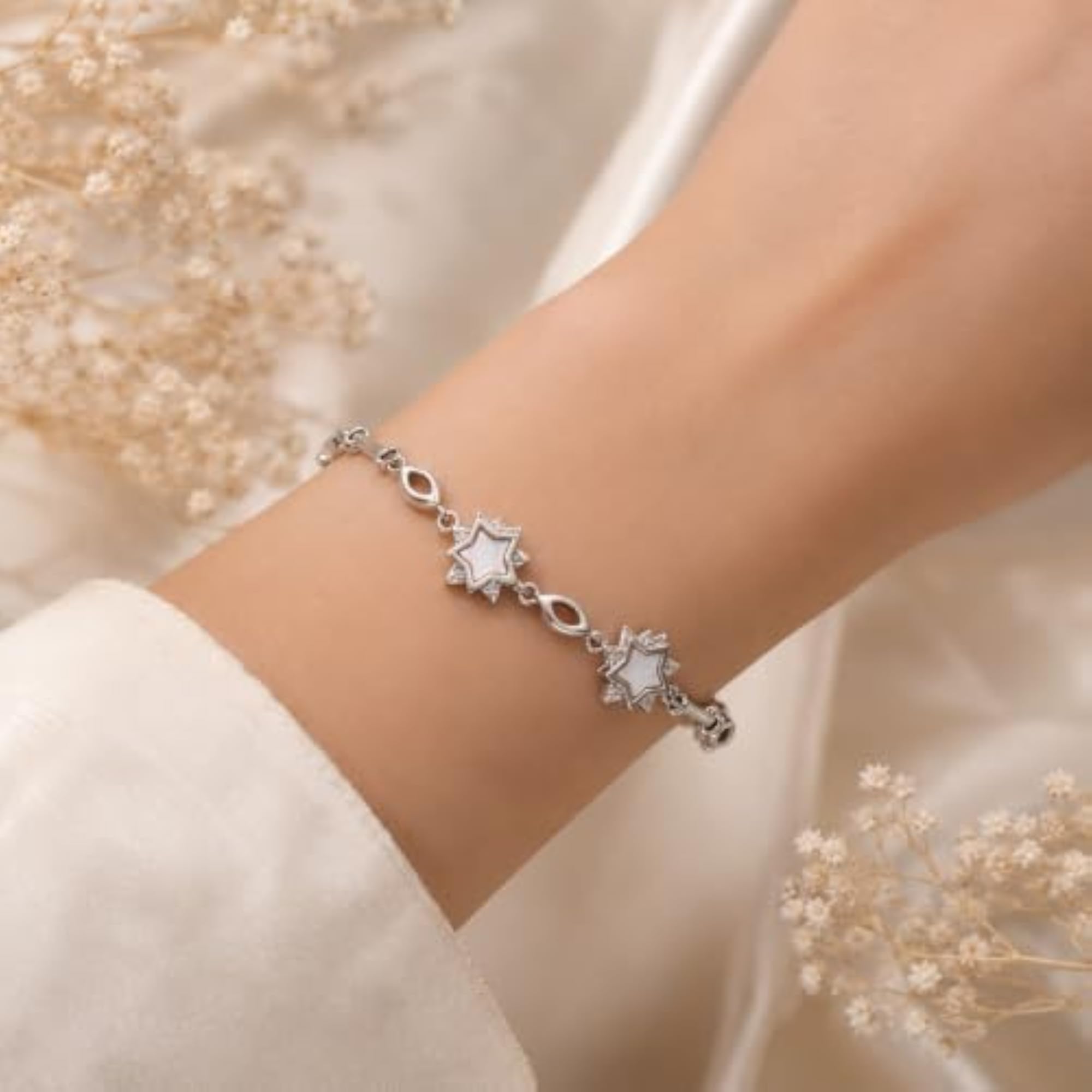 Women's 925 Sterling Silver Double Star Bracelet