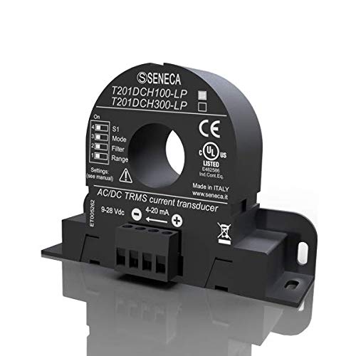 SENECA T201DCH100-LP Trasduttore di corrente AC/DC (± 100 A) a effetto Hall TRMS con uscita 4..20 mA