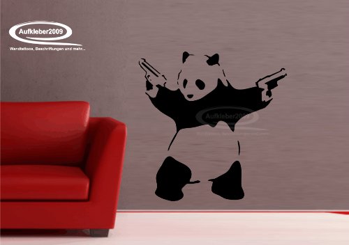 Aufkleber2009 Panda Banksy Tipo como Pared Adhesivo I Pegatinas en 27u00a0Colores y Varios. Talla, Negro, ca. 95 x 94 cm (bxh)