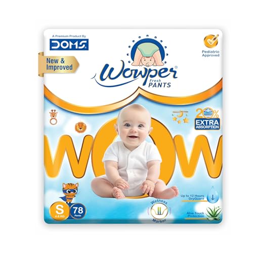 Image of Wowper Baby Diaper Pants | Small 78 Diapers | Wetness Indicator | Anti Rash | up to 12 hrs Absorption | 4-8 Kg | Super Soft