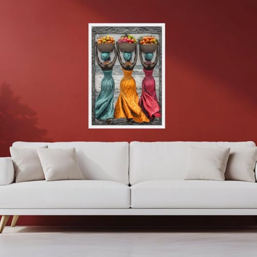 Impression sur toile culturelle haut de gamme avec cadre intérieur 40x60cm motif africain