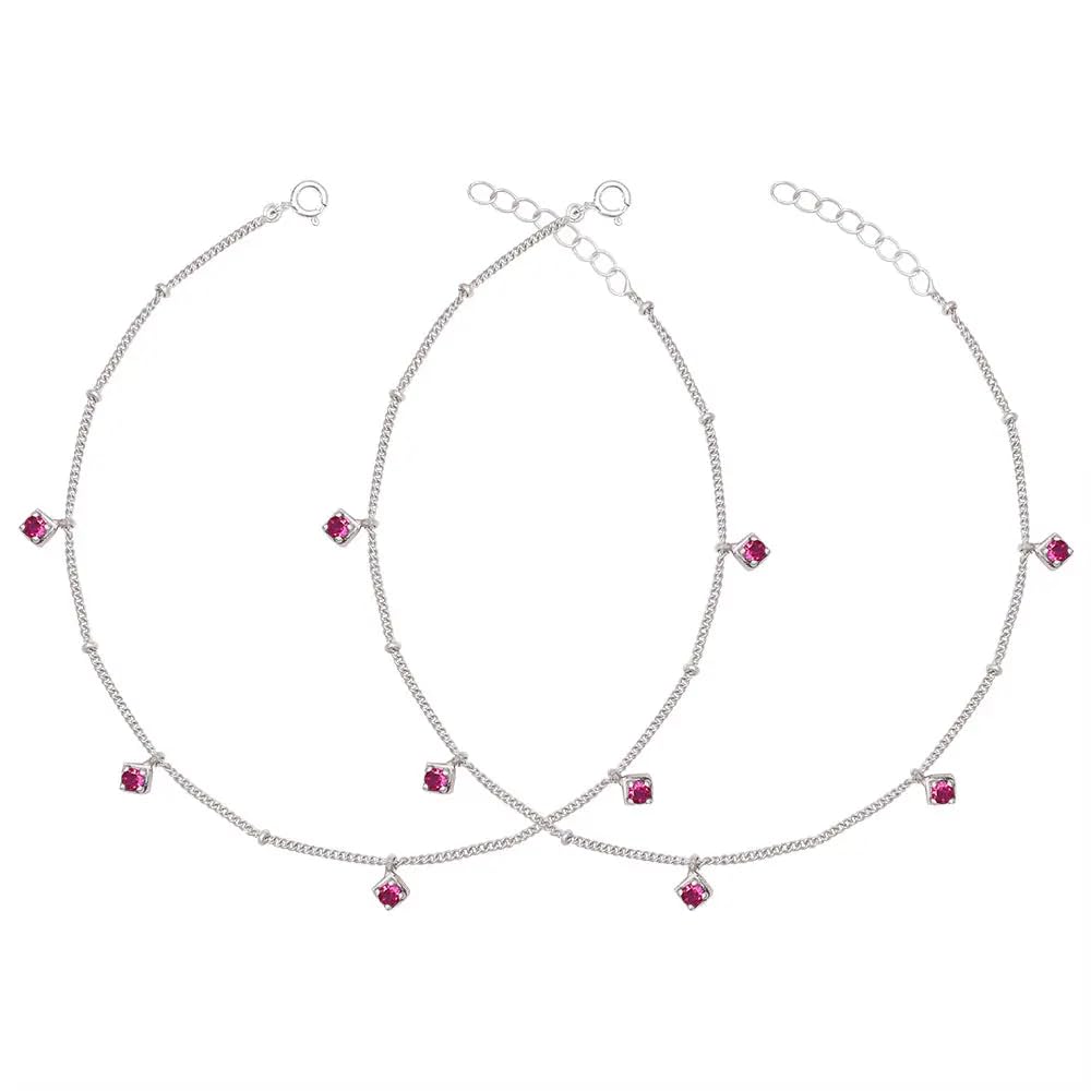 Unniyarcha Red Zircon Silver 92.5 Anklet In for Women Pure Silver 925, Sterling Silver Jewellery with Certificate of Authenticity & 925 Silver Anklet for Women (B0D3PQV9VP) Amazon Price History, Amazon Price Tracker