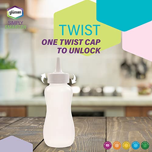Image of Gluman Plastic Squeezy Sauce Bottle (Set Of 2) For Clean & Mess-Free Dispensing | 100% Food Grade | Dishwasher Safe | Freezer Safe | Ergonomically Designed | Reusable (White), 750 Milliliter - 750 Ml