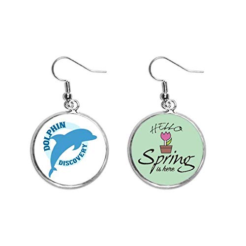 Pendientes Blue Ocean con patrón de delfín colgante de diseño estilizado decorativo