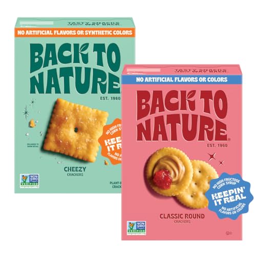 Image of Bundle of Back to Nature Classic Round Crackers + Back to Nature Cheezy Square Crackers - Non-GMO, Plant-Based, Vegan, Made with Wheat Flour