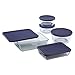 Pyrex Simply Store 10-Piece Glass Food Storage Set with Blue Lids