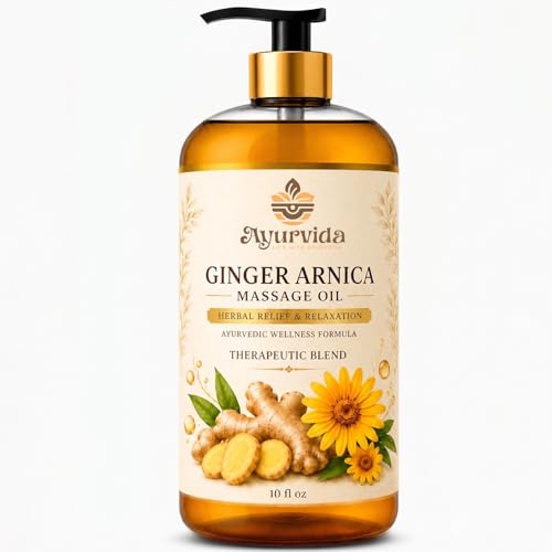 Image of Ginger Arnica Post Workout Massage Oil - Body Massage Oil with Ginger & Arnica for Back Pain, Muscle Relaxing & Tired Muscles | 300ml