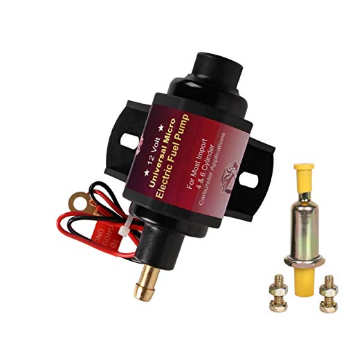 Bang4buck Self-Primming 12V Universal Electric Fuel Pump 2-3.5 P.S.I. 42s Transfer Pump for Gasoline Solid Petrol Vehicles, 5/16 Inch Inlet Outlet