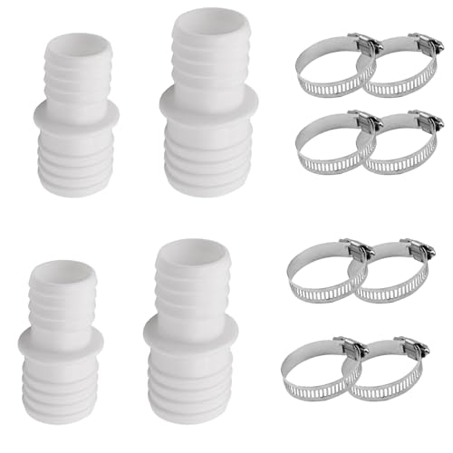 YBAOLONG 4 Stück Pool Schlauchverbinder 32 auf 38mm Poolschlauch Verbinder Poolschlauch Adapter Pool Schlauchadapter mit 8 Stück Edelstahl Schlauchschellen Für Garten und Schwimmbadschläuche