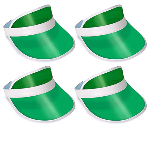 Beistle Clear Green Dealer’s Visors – 4 Pack, Transparent Plastic Sun Visors, Lightweight Headwear for Events, Casino Themed Celebrations & Group Activities, One Size Fits Most Adults