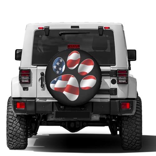 Image of Paws Us American Flag Spare Tire Cover Dust-Proof Wheel Tire Cover Fit Trailer, RV, SUV and Many Vehicle 15 Inch