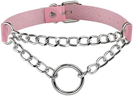 MILAKOO PU Leather Punk Choker Necklaces Circle/Heart Charm Adjustable Collar Necklace for Women