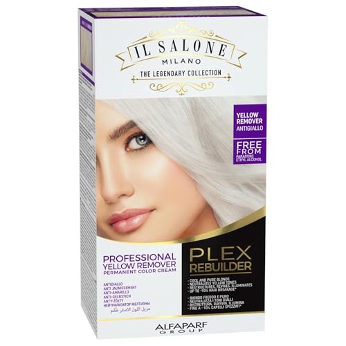 Il Salone Milano Plex Rebuilder - Yellow Remover Hair Dye Kit for Blonde, Grey, White, Natural or Colored Hair - Neutralizes Brassy Tones - Professional Salon - Paraffin, Paraben, Ethyl Alcohol Free