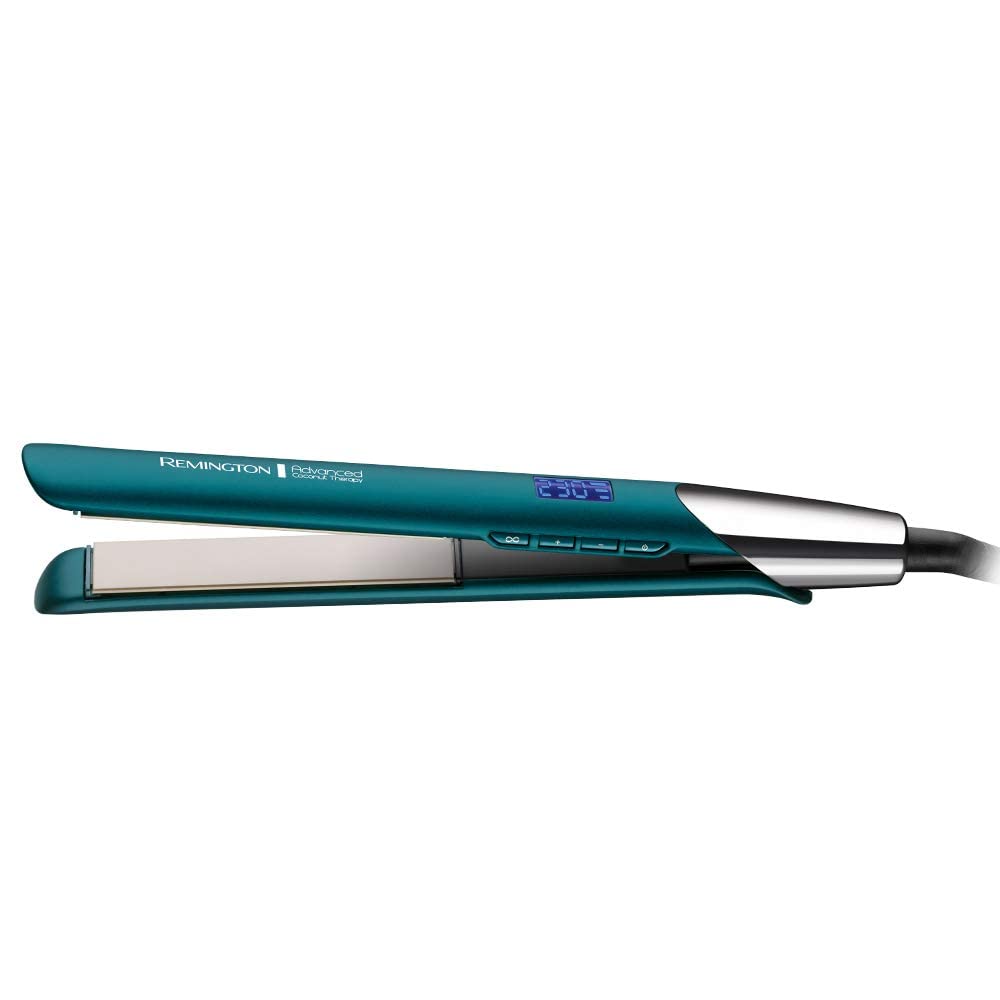 Remington Lisseur Cheveux [Soin nourrissant à la noix de coco] Advanced Therapy (Filtres anti-UV,Brilance & Douceur,Céramique,Capteur régule la température 230°C, Ecran LCD) S8648