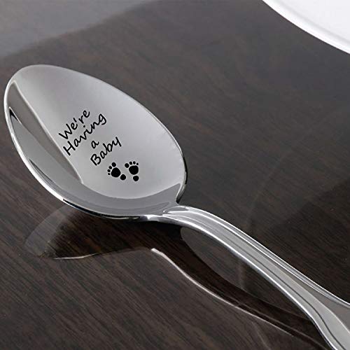 Boston Creative Company We Are Having A Baby Spoon Engraved Stainless Steel Spoon We're Expecting Pregnancy Announcement Pregnancy Reveal To Grandparents New Mom Gifts #TOP3