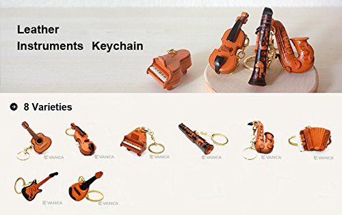 Accordion Music/Instrument 3D Leather Keychain(L) Vanca Craft-Collectible Keyring Charm Pendant Made In Japan #TOP6