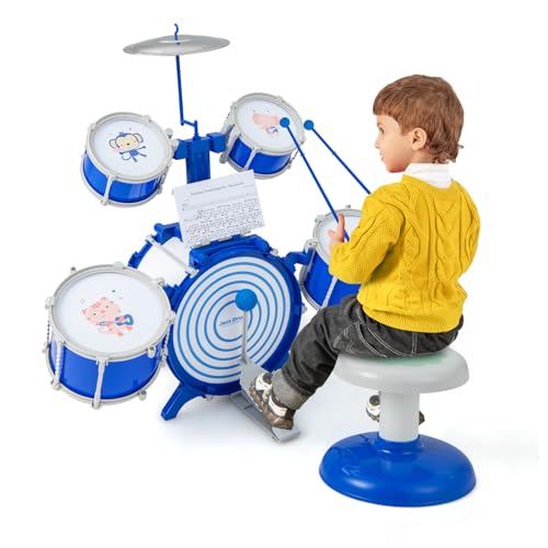 ★Divertente giocattolo per lo sviluppo musicale★ buona combinazione di intrattenimento ed educazione, questa batteria jazz è un regalo perfetto per i bambini. Li aiuta a migliorare la coordinazione occhio-mano e favorisce l'allenamento dell'udito e lo sviluppo della memoria. Il giocattolo musicale a tamburo è ottimo per la loro crescita.