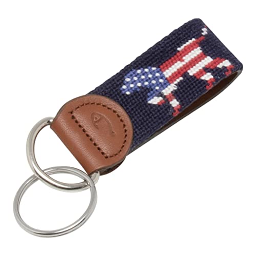 Image of Leather Hand-Stitched Needlepoint Key Fob or Key Chain