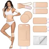 Castor Oil Pack Wrap: 9pcs Reusable Organic Cotton Castor Oil Pack Kit for Neck Waist Chest Feet and Stomach - Adjustable Velcro Compress Wrap Pads Machine Washable for Full-Body Relief