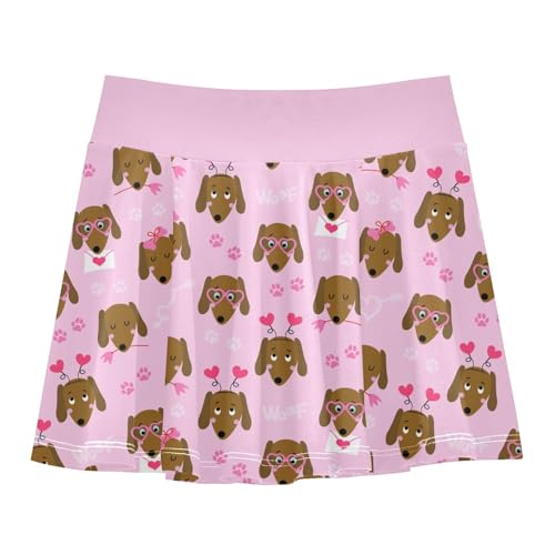 Girls Skorts High Waist Athletic Skirts with Shorts Dachshund Dog Stretchy Teens Performance Tennis