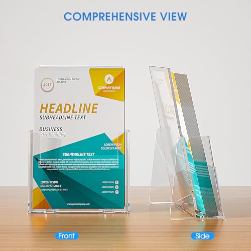 image for KTRIO Acrylic Brochure Holder 6-inch Wide, Clear Brochure Display Stan