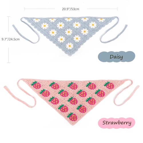 Image of DRESHOW Floral Crochet Hair Bandana Tie Knotted Headscarf Vintage Headband Knitted Head Kerchief for Women Girls