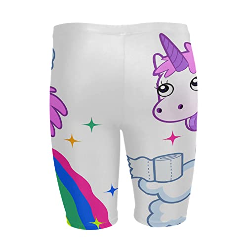 Mens Swim Jammers Unicorn and Rainbow Stars Quick Dry Athletic Swimsuit2
