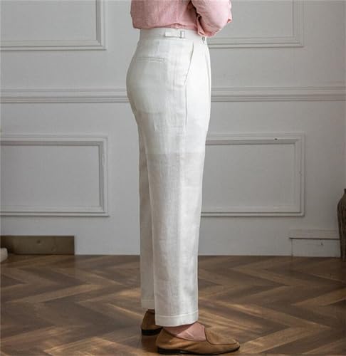 Men Dress Pants Linen Flat Front Pants Lightweight Mens Chino Pants Business Party Beach Wedding4