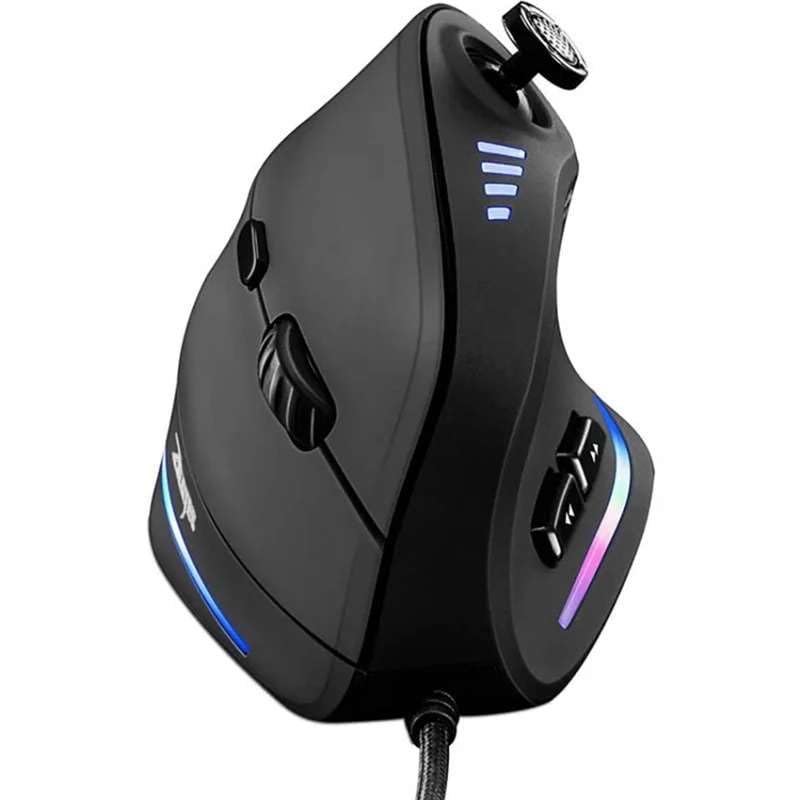 Ergonomic Vertical Gaming Mouse – 12 Programmable Buttons, RGB Lighting, 10000 DPI High Precision Sensor for PC & Laptop Gamers