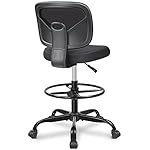 Primy Office Drafting Chair Armless, Tall Office Desk Chair Adjustable Height and Footring, Mid-Back Ergonomic Standing Desk Chair Mesh Rolling Tall Chair for Art Room, Office or Home(Black)
