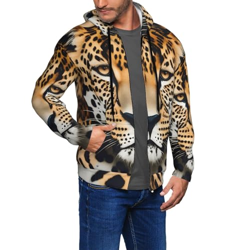 Sweat à capuche imprimé léopard homme pour sorties décontractées en plein air