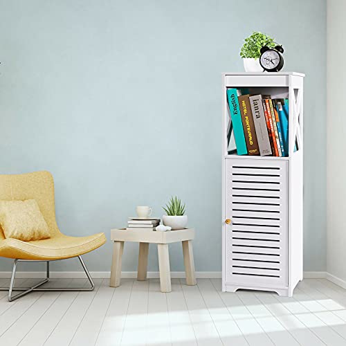 Yigang Waterproof Bathroom Cabinets,White Bathroom Storage Shelf Organizer Cupboard With Daily Use Layer And 1 Cupboard Door #TOP1