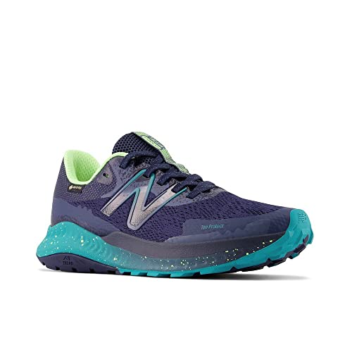 New Balance New Balance Women's DynaSoft Nitrel V5 GTX Trail Running Shoe, Natural Indigo/Electric Teal/Bleached Lime Glo, 5 Wide US