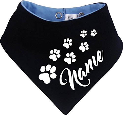 beidseitiges Multicolor Hunde Wende- Halstuch (Fb: hellblau-Navy) (Gr.1 - HU 27-30 cm) mit dem Namen Ihres Tieres