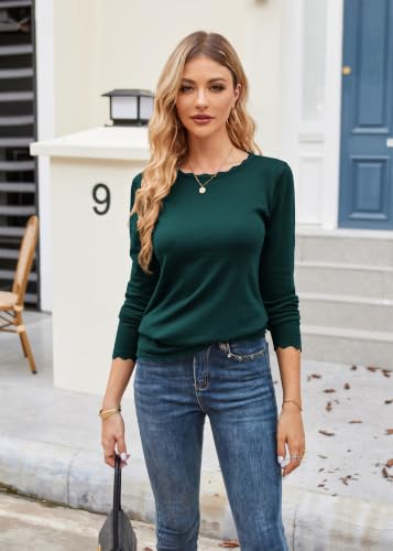 Image of GRACE KARIN Fall Sweaters for Women 2026 Long Sleeve Crewneck Business Casual Tops High Stretchy Knit Fitted Pullover Sweater