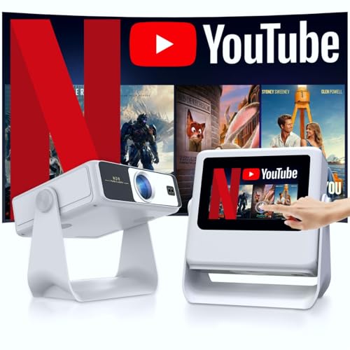 Proyector Inteligente portátil Aepuosem con Pantalla táctil: soporta 4K, 800 lúmenes ANSI, Enfoque automático y corrección Keystone 3D, DolbyAudio, WiFi 6 para Oficina, Cine en casa, Lugar de reunión