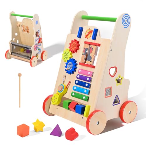 Lauflernwagen Holz, 8-in-1 Baby Lauflernhilfe Holz mit...