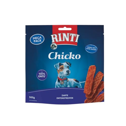 Rinti Chicko zarte Entenstreifen | 500 g | Snack für Hunde | Aus frischer Entenbrust zubereitet | Ohne Fleischmehle und Soja | Schonend luftgetrocknet und leicht bekömmlich