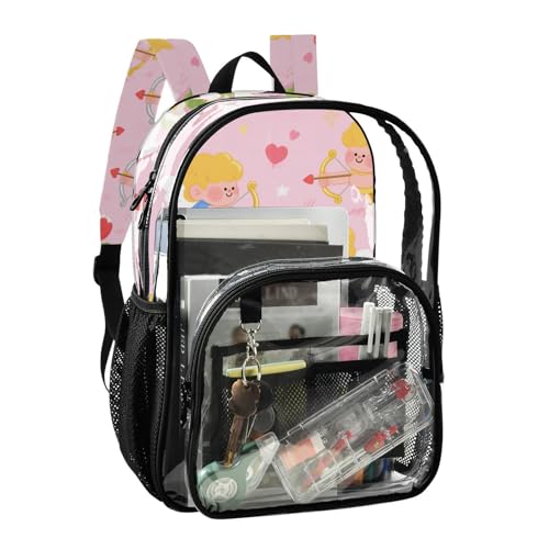 Cartoon and Cute Pink Cupid Backpack For School Clear Clear Book Bags For Teen Girls See Through PVC Back Pack2