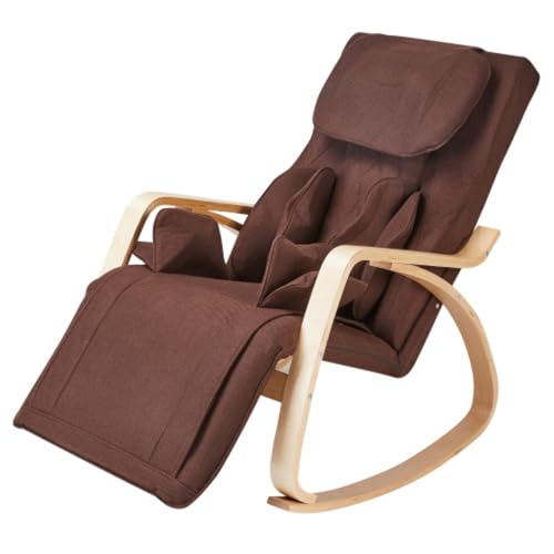 Kaireey Multi-Function Massage Rocking Chair with Full-Body Air Pressure System – 6 Massage Modes, Heat Therapy, and Adjustable Recliner, Brown Fabric