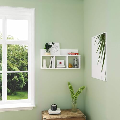 Image of Wall Mount Floating Shelves for Books Shelf, Antiques, Organizer, Storage - DIY - MDF (Hang Base Shelf - White)