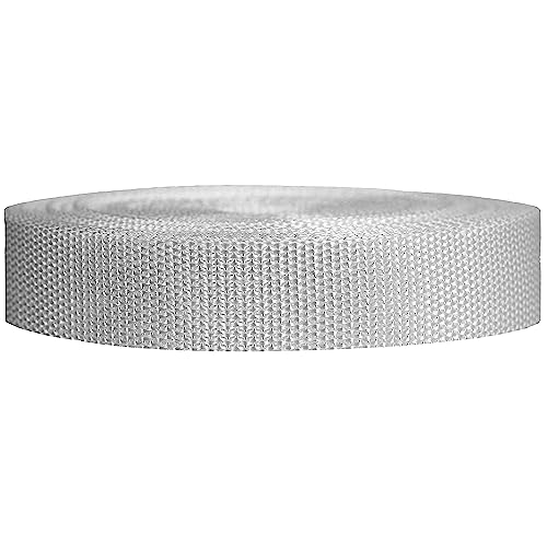 Strapworks Heavyweight Polypropylene Webbing - Heavy Duty Poly Strapping for Outdoor DIY Gear Repair 1 Inch x 25 Yards - White