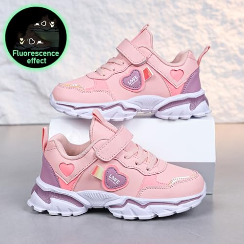 Girls Sneakers Light up Water Resistant Leather Athletic Shoes for Outdoor Play School Walking Everyday Wear2