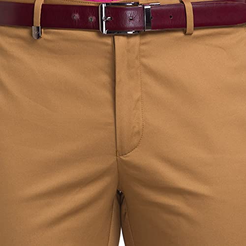 Image of Park Avenue Men's Pure Cotton Solid Pattern Super Slim Fit Flat Front Formal Chinos
