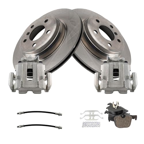 Image of TRQ Rear Brake Pad and Rotor Set Ceramic Calipers Compatible with 2012-2013 BMW 335i
