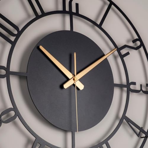 Image of Stylish Metal Wall Clock for Living Room, Bedroom, Office, Kitchen, Home and Hall | Antique Fancy Big Size Modern Wall Watch for Home Decor (Style-1, 40 CM)